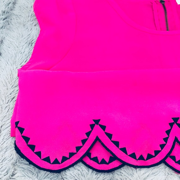 Women’s Pink Blouse with Navy Piping size S - Picture 3 of 3